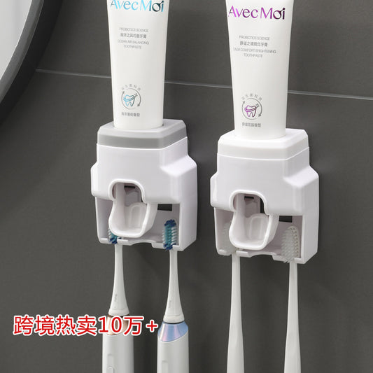 Dispensador de pasta de dientes Soporte para cepillos de dientes montado en la pared 