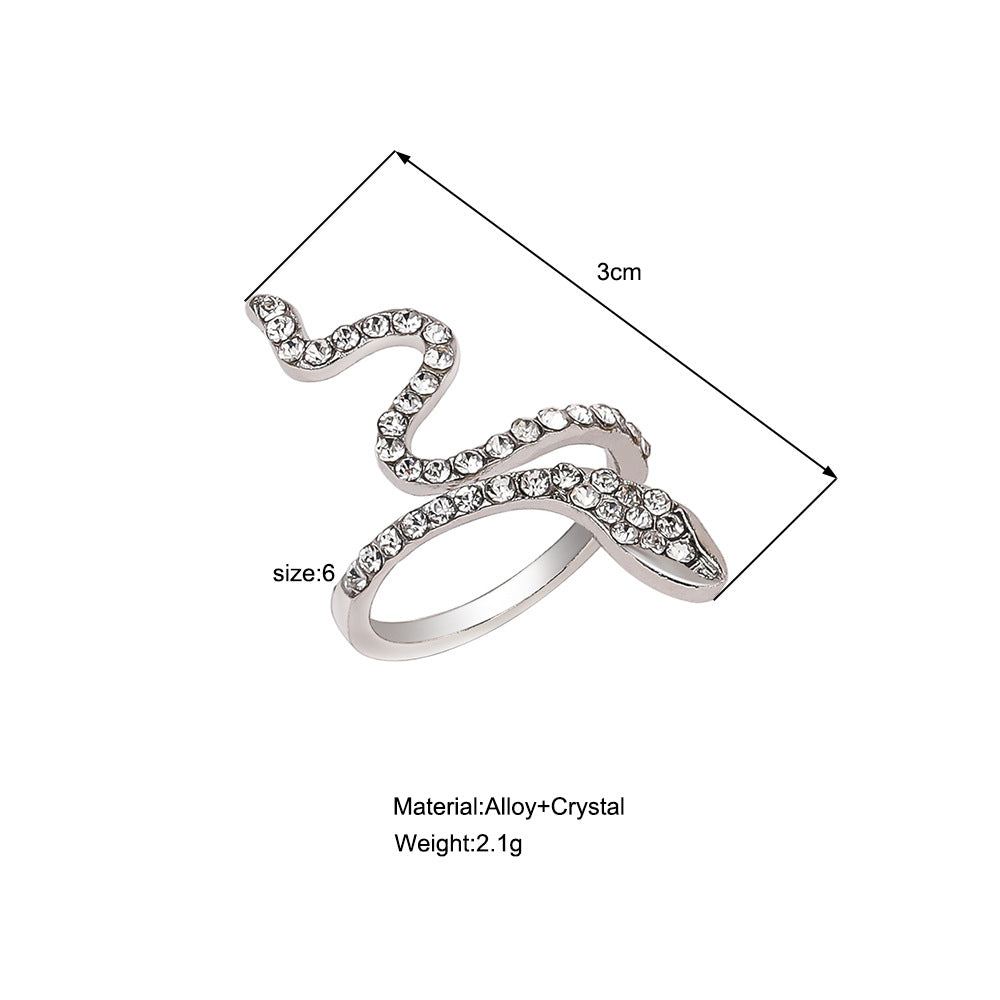 Diamond Snake Index Finger Ring