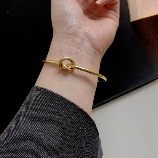 18K Gold-Plated Titanium Steel Open-Knot Fashion Bracelet