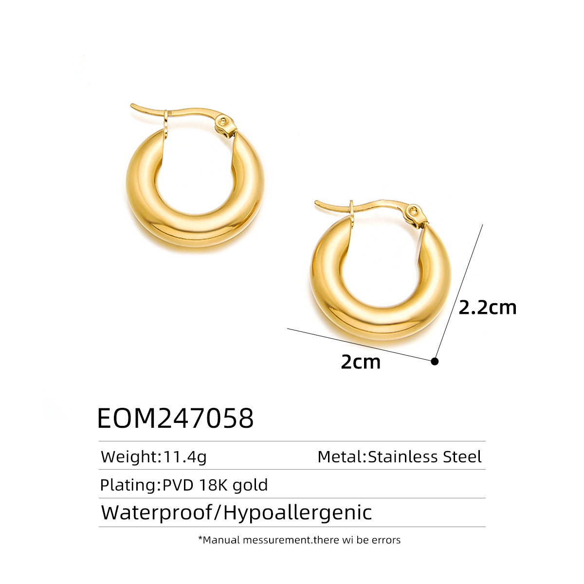 18K Gold Titanium Steel Hollow Geometric Statement Earrings