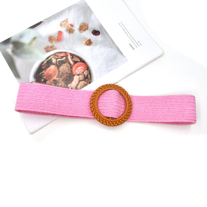 Cotton and linen elastic woven elastic belt