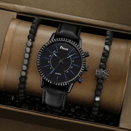 Watch Beaded Alloy Bracelet Set