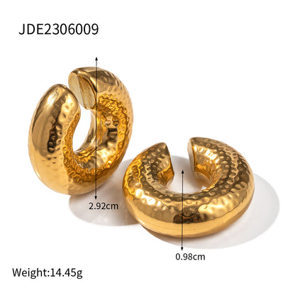 Rough Textured Cylindrical Hollow Hoop Ear Clip