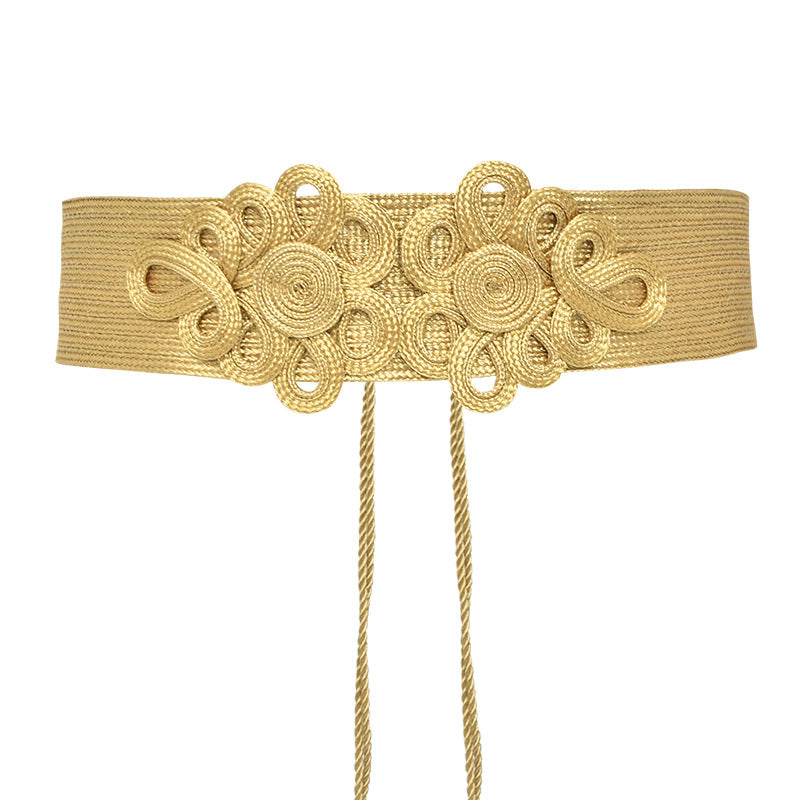 Hand woven gold silk belt