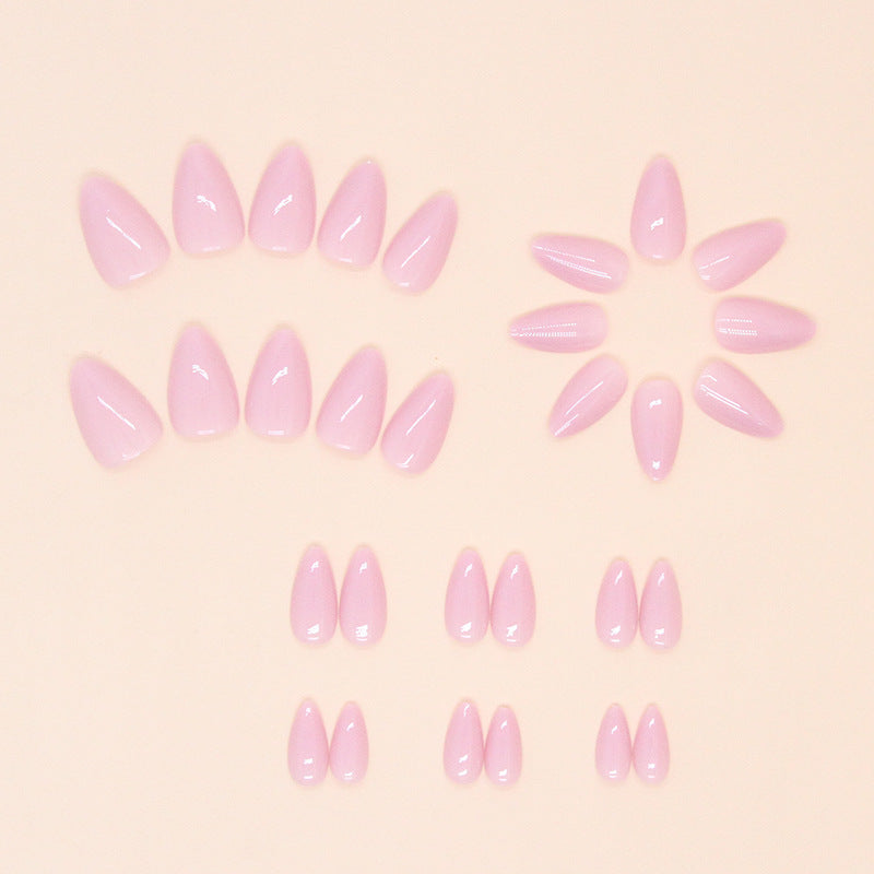 Uñas postizas cortas en color morado con forma de almendra, 30 piezas 