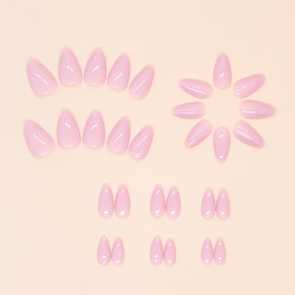 Uñas postizas cortas en color morado con forma de almendra, 30 piezas 