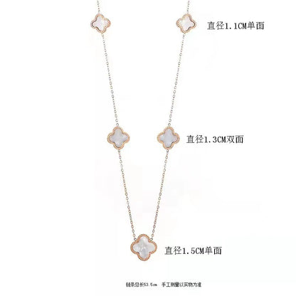 Colar de trevo de quatro folhas em aço titânio banhado a ouro 18K 