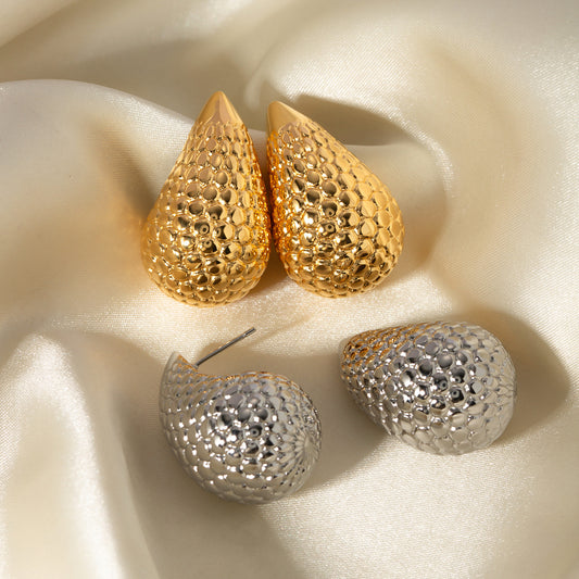 Teardrop-shaped titanium earrings