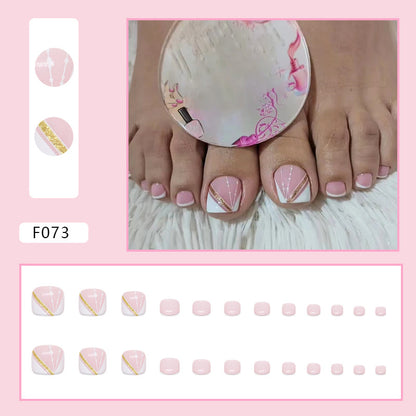 French Diamond Glitter Toe Nails