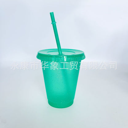 Popular pp glitter plastic cup 16oz