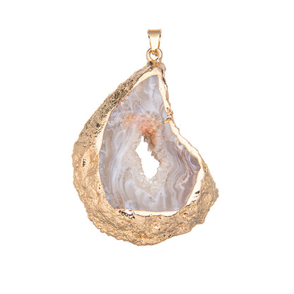 Crystal irregular agate piece pendant