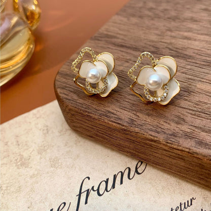 Dripping oil flower bead stud earrings wholesale