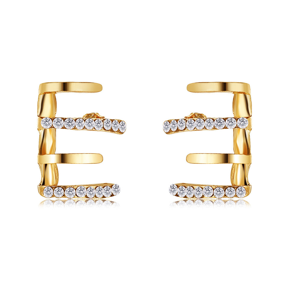 Four-Claw Zircon Arc Stud Earrings