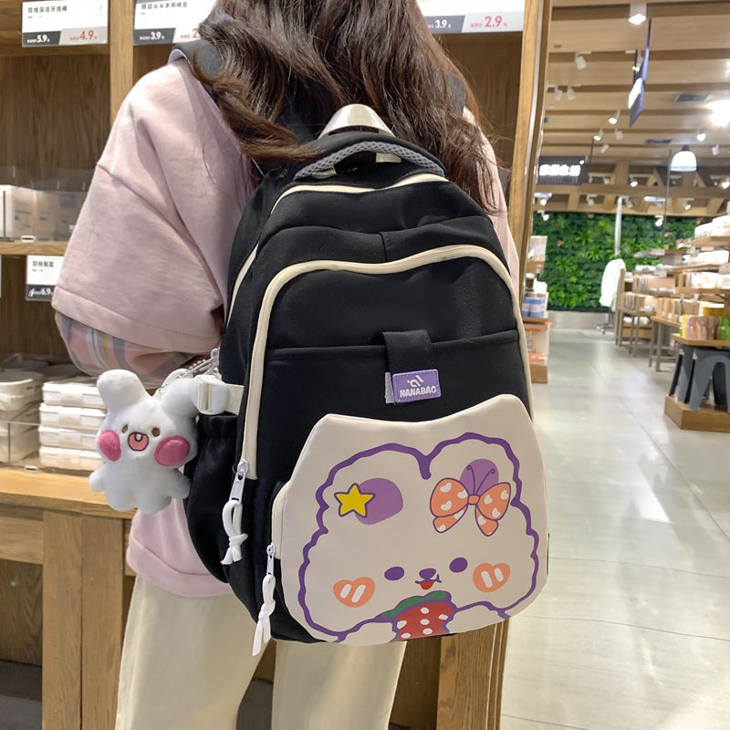 Backpack with cute print and large capacity
