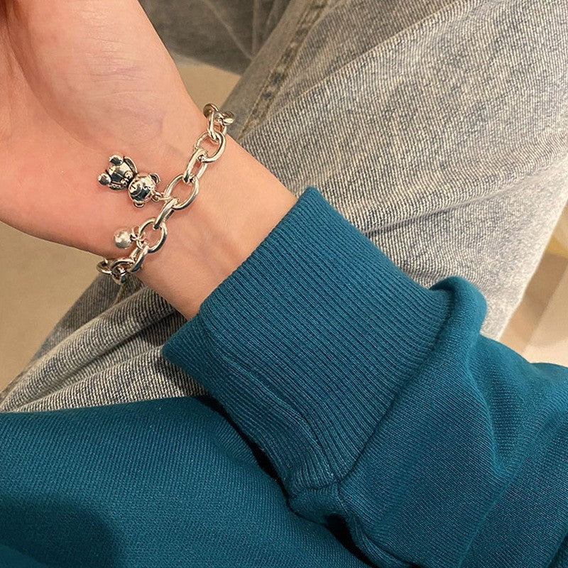Girlfriend bear bracelet, alloy.