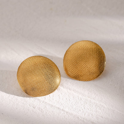Antique Gold Embossed Round Earrings