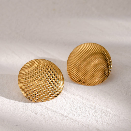 Antique Gold Embossed Round Earrings
