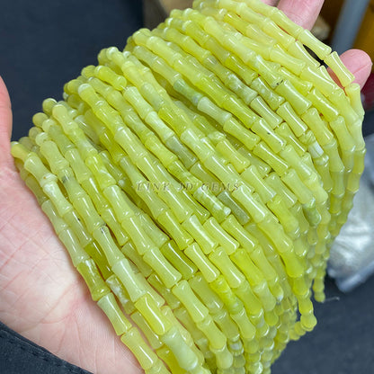 5 * 12 mm Cuentas sueltas de bambú con topacio limón 