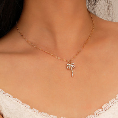Coconut Tree Pendant Necklace with Diamonds