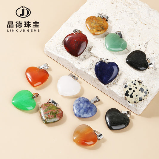 2Cm natural agate love heart pendant.