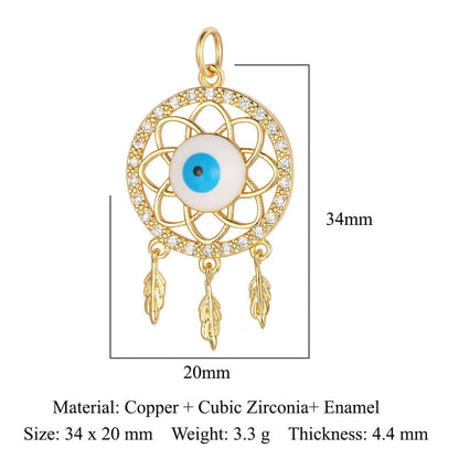 Devil's Eye Copper Zircon DIY Jewelry Pendant