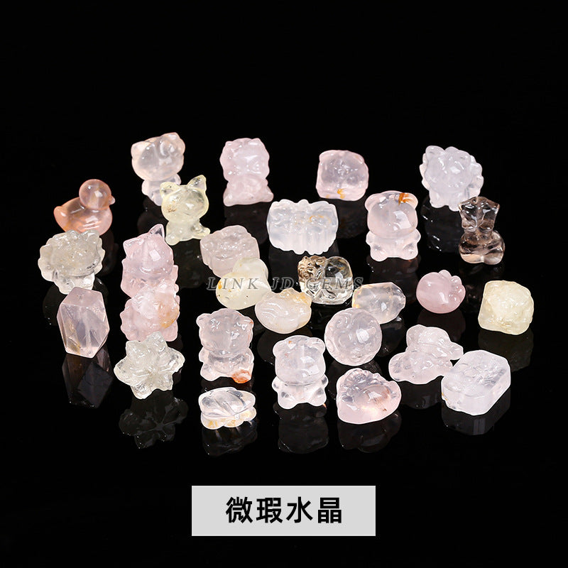 Crystal silver obsidian Hetian jade carving loose beads