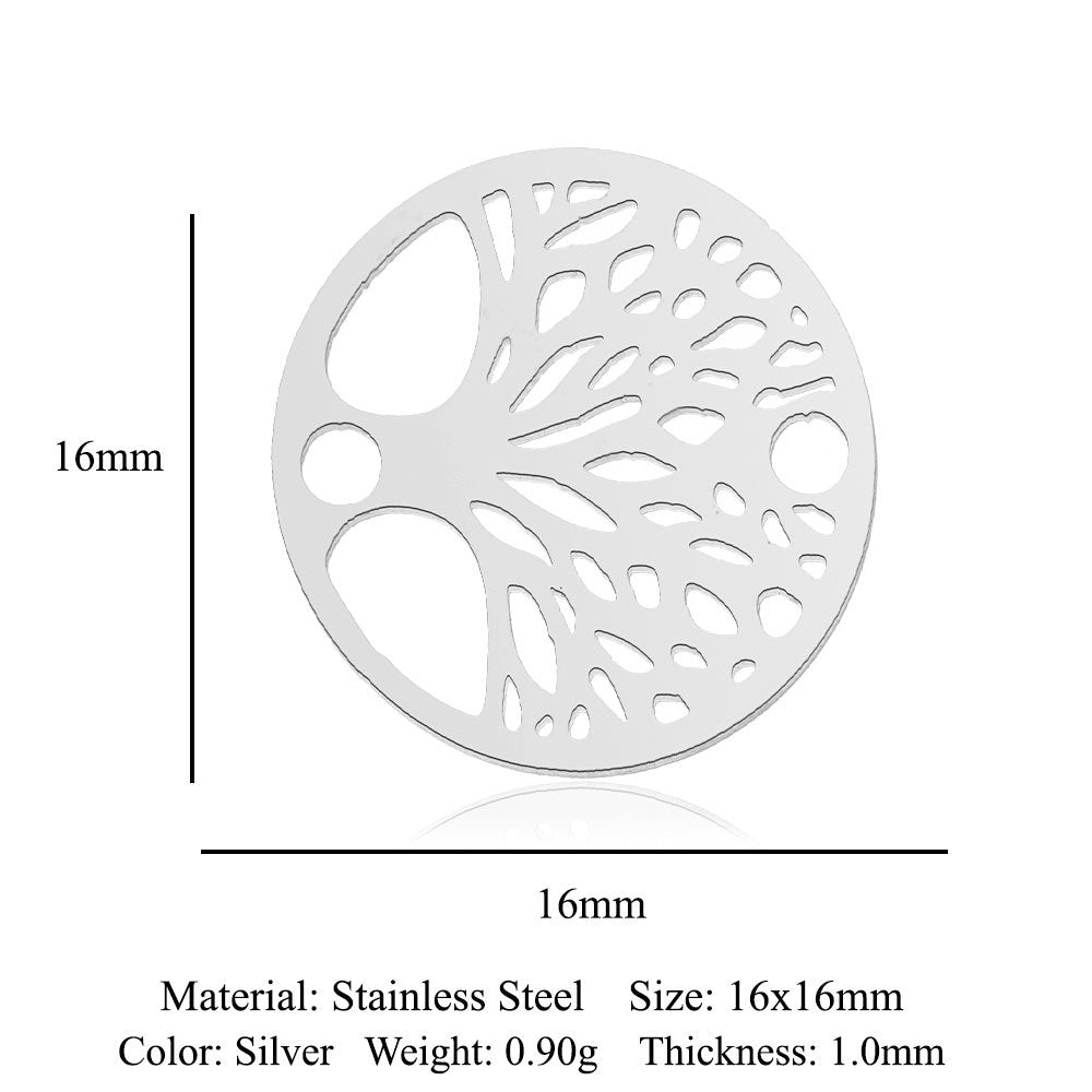 5 pcs/titanium-covered steel pendant map tree of life connection accessories