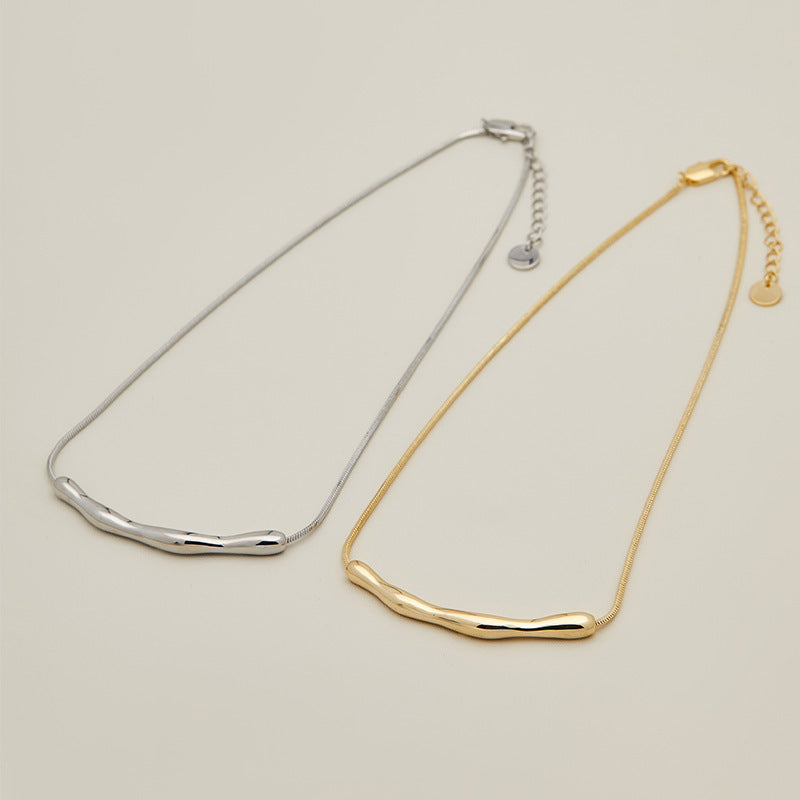 Women's Titanium Steel Irregular Fold Chain Necklace