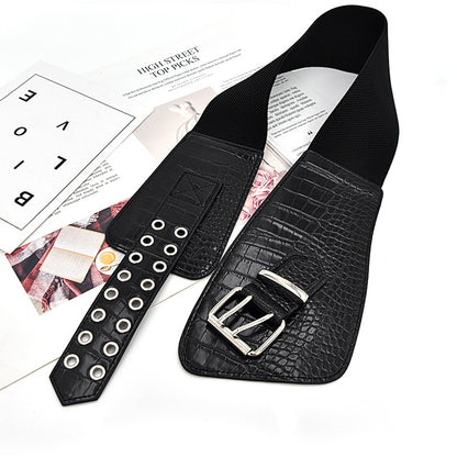 Elastic decorative pin buckle belt