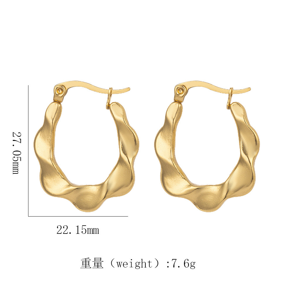 18K Gold Titanium Steel Geometric Earrings