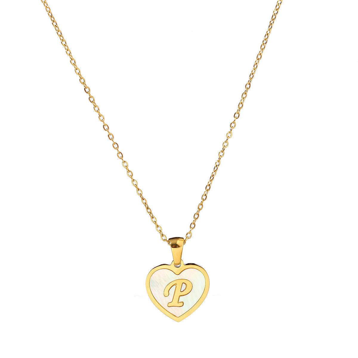 Titanium steel heart-shaped 26 English letter necklace