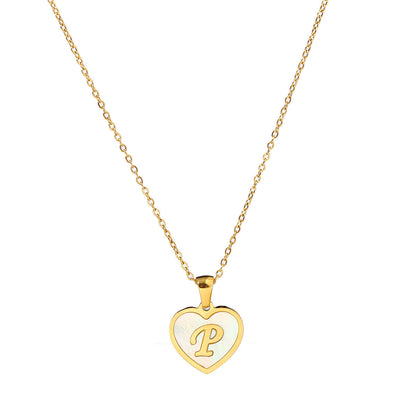Titanium steel heart-shaped 26 English letter necklace