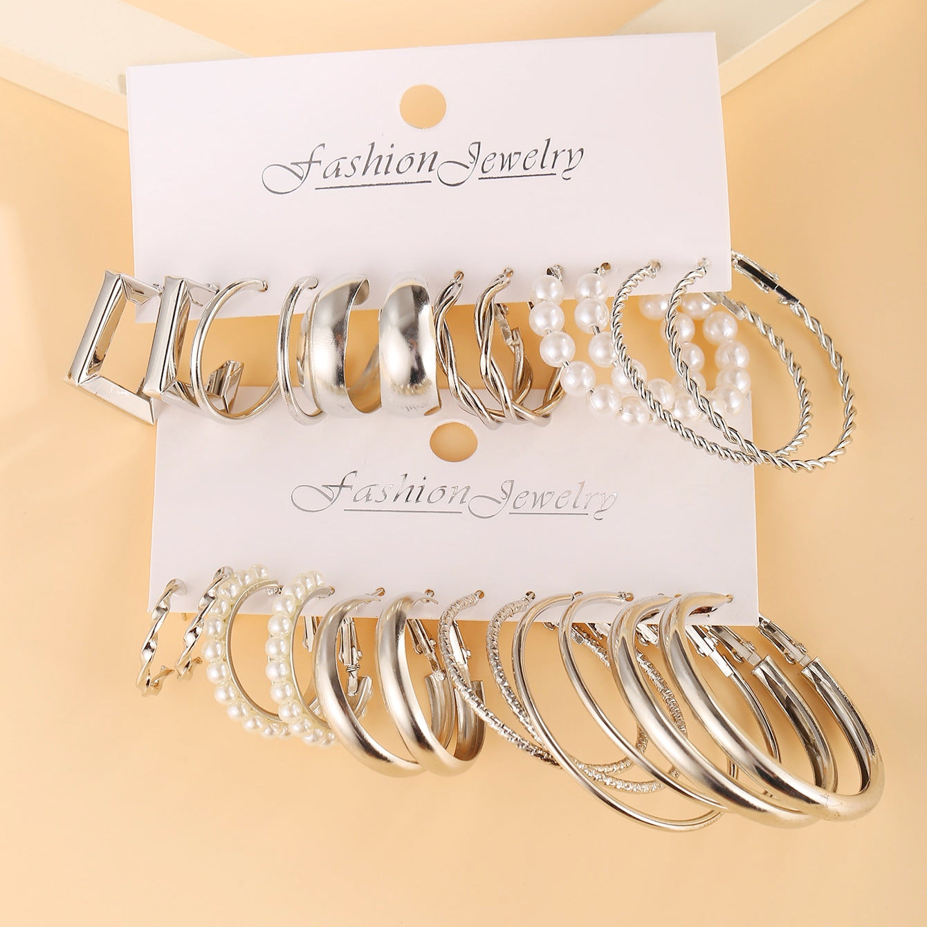 Metal Twist & Geometric Earring Set