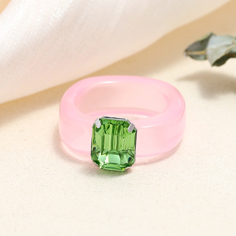 Colored diamond acrylic resin ring