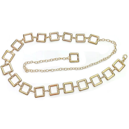 Carved geometric retro waist chain