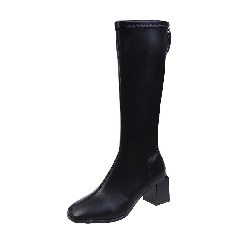 Square Heel Temperament Boots Woman