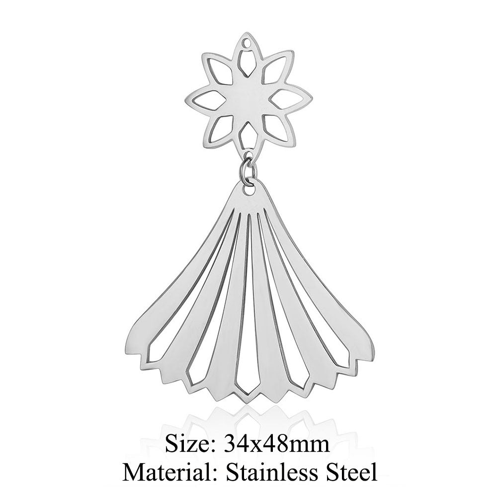 5 pcs/pack flower fringed titanium steel pendant