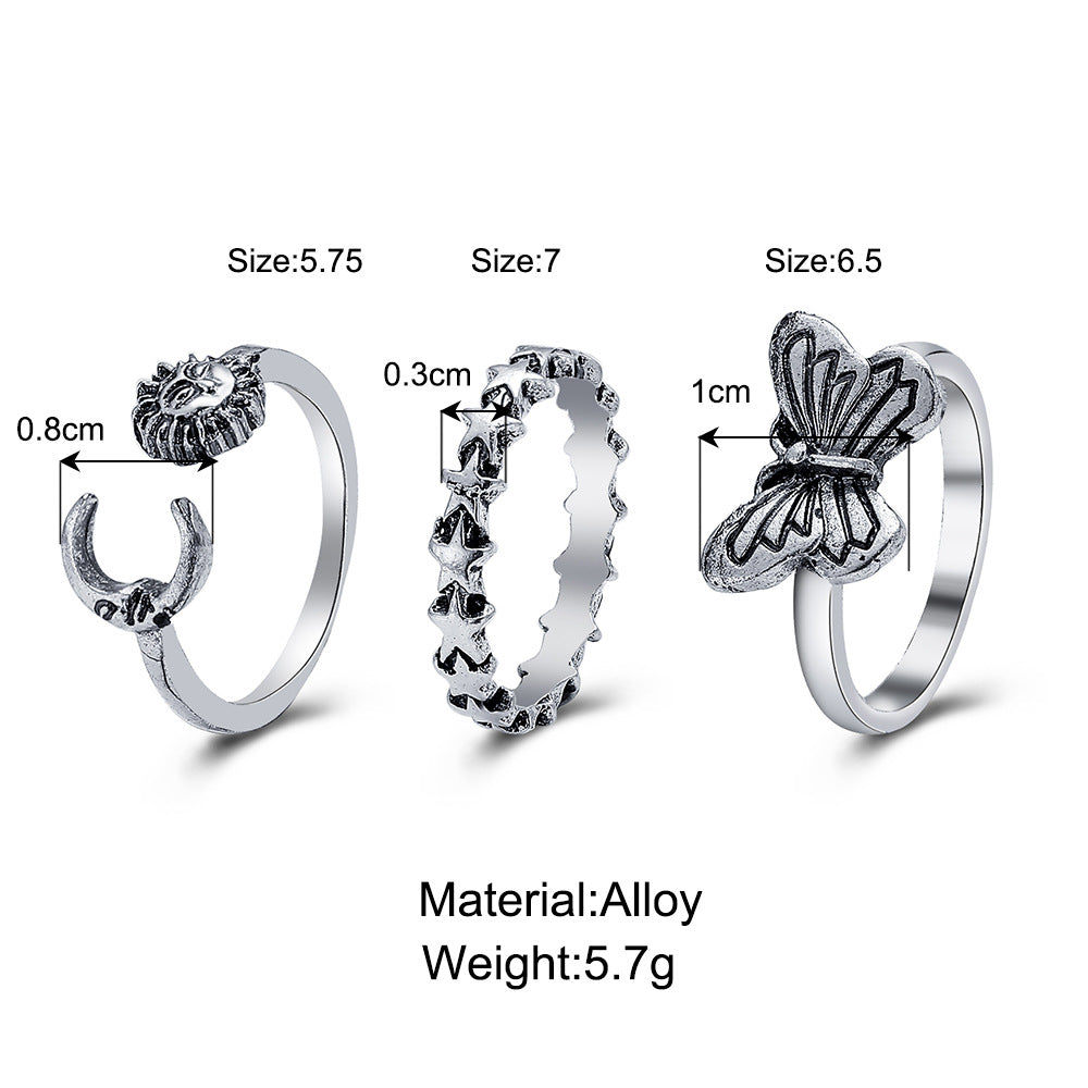 Sun Butterfly 3-piece open ring set