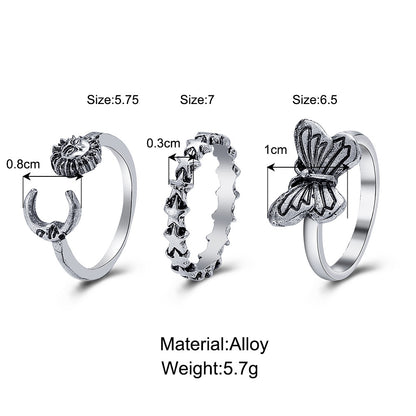 Sun Butterfly 3-piece open ring set