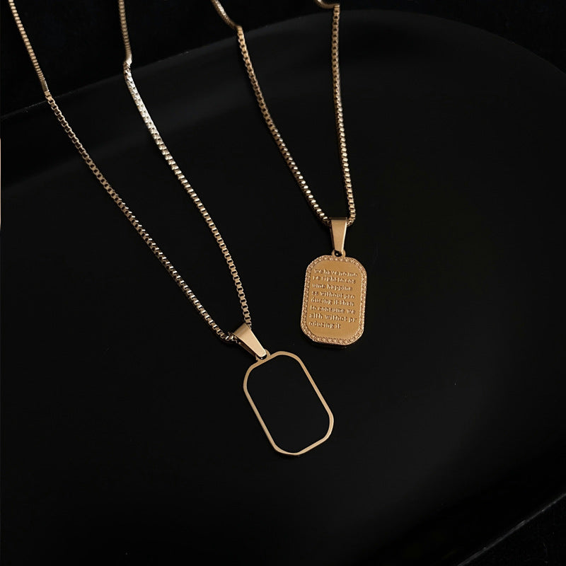 Minimal Black Titanium Steel Collarbone Necklace