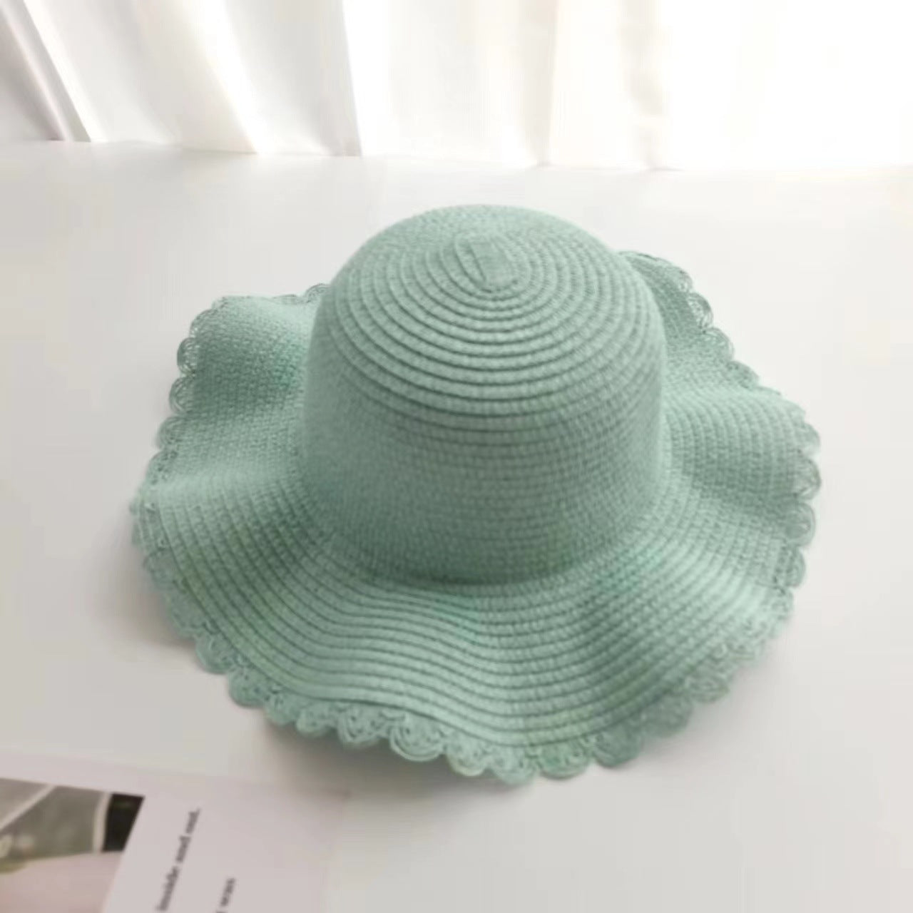 Parent-Child Wave-Edge Straw Hat