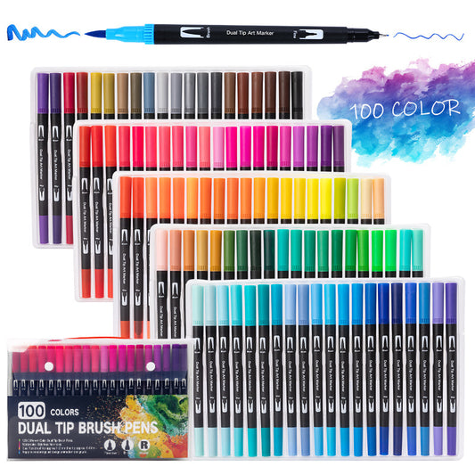 Double-headed soft-hair notebook pen, color marker pen set