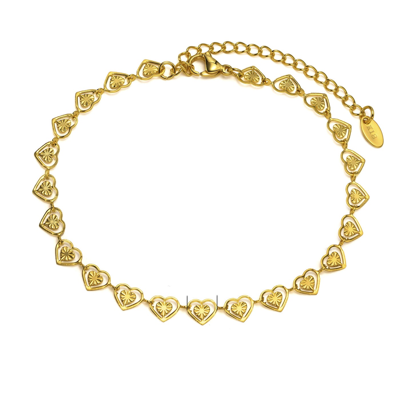 18K Gold-Plated Titanium Love Anklet — Women's Japanese/Korean Elegant Style