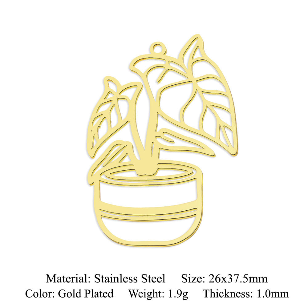 5 pcs/pack, mushroom flower titanium steel pendant.