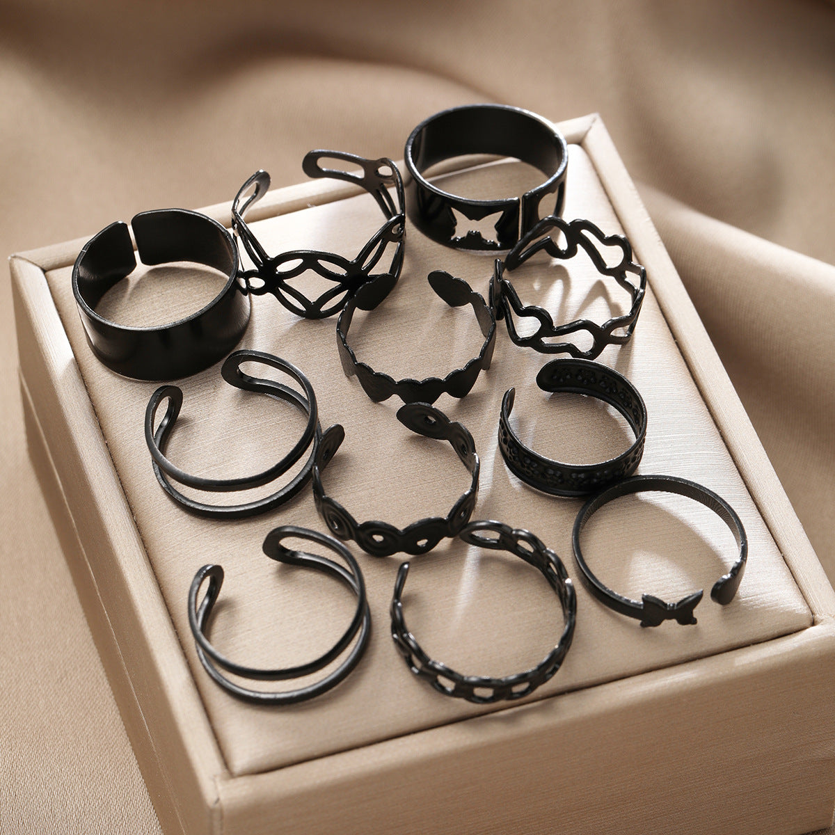 Hollow Butterfly Ring Set