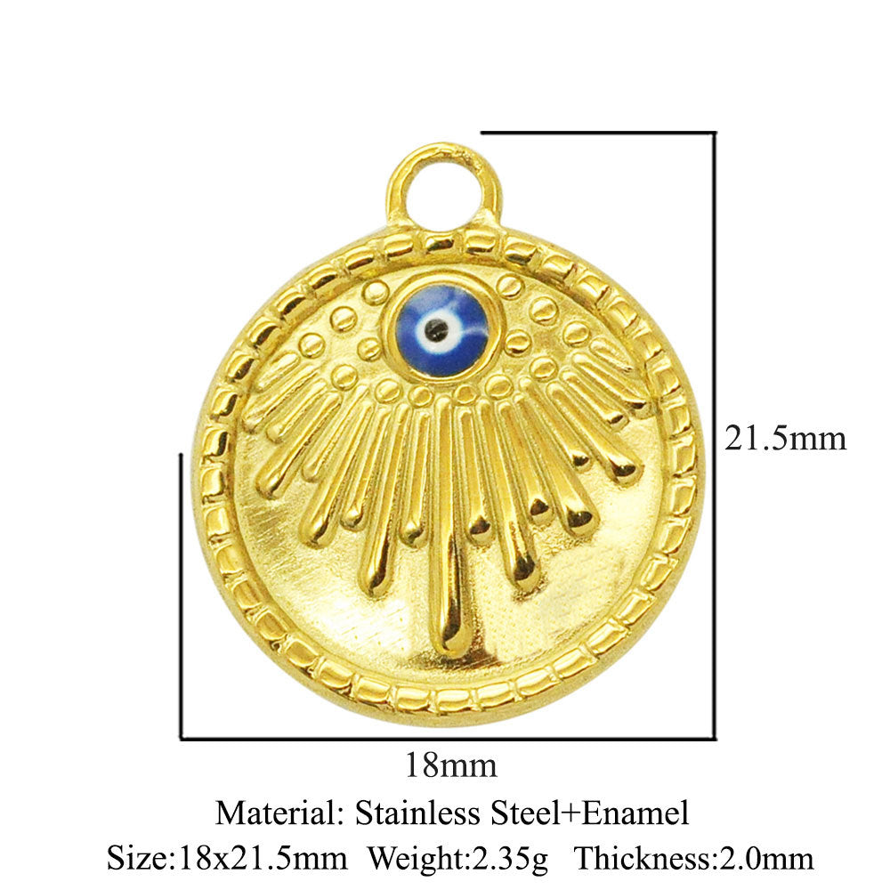 3 pcs/pack stainless steel geometric round sun eye pendant