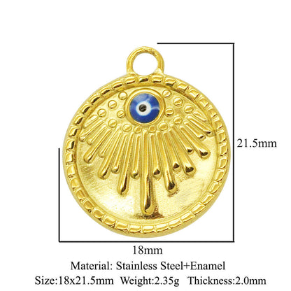 3 pcs/pack stainless steel geometric round sun eye pendant