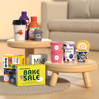 Children's Pretend Play Toy: Mini Supermarket Shopping Counter with Simulation Coffee Machine Sales Counter Simulation Toy