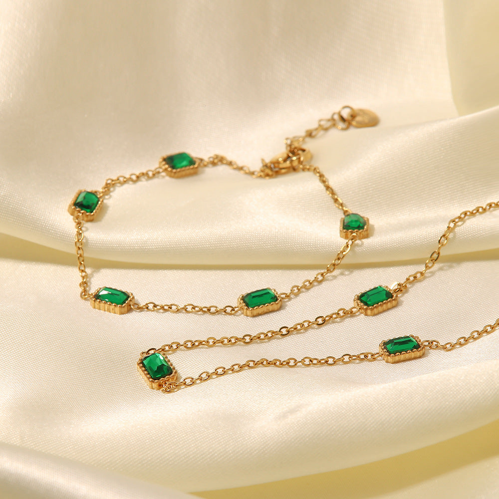 Emerald Zircon Necklace Bracelet
