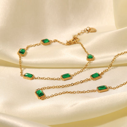 Emerald Zircon Necklace Bracelet